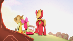 Size: 1920x1080 | Tagged: safe, artist:jaygaming1, apple bloom, applejack, big macintosh, earth pony, pony, 3d, apple siblings, sitting, source filmmaker, tree