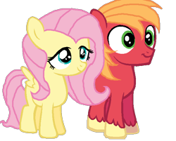 Size: 627x503 | Tagged: safe, artist:rosienature123, big macintosh, fluttershy, earth pony, pegasus, pony, base used, blank flank, colt, colt big macintosh, female, filly, filly fluttershy, fluttermac, male, shipping, simple background, straight, transparent background, unshorn fetlocks, younger