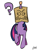 Size: 647x873 | Tagged: artist needed, safe, derpibooru import, twilight sparkle, cork, dork, horn guard, paper bag, question mark, raised hoof, solo