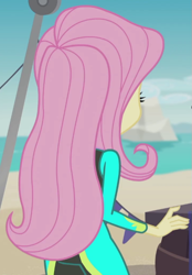 Size: 479x689 | Tagged: safe, screencap, fluttershy, better together, equestria girls, too hot to handle, butt, clothes, cropped, flutterbutt, rear view, solo, swimsuit, wetsuit