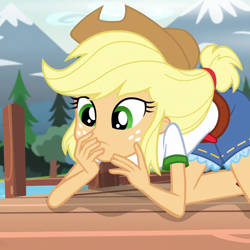 Size: 720x720 | Tagged: safe, screencap, applejack, equestria girls, legend of everfree, cropped, female, solo