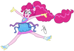 Size: 2048x1432 | Tagged: safe, artist:ilaria122, pinkie pie, better together, equestria girls, forgotten friendship, alternate hairstyle, ankle boots, boots, clothes, cute, dress, gloves, happy, high heel boots, high heels, ponied up, shoes, simple background, transparent background