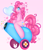 Size: 3000x3500 | Tagged: safe, artist:bunxl, pinkie pie, earth pony, pony, semi-anthro, anatomically incorrect, aside glance, blowing bubbles, bubble, confetti, female, heart, heart eyes, incorrect leg anatomy, looking at you, mare, party cannon, sideways glance, signature, sitting, solo, wingding eyes