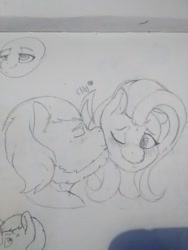 Size: 1944x2592 | Tagged: safe, artist:mr.smile, fluttershy, oc, oc:boulder, pegasus, pony, bouldshy, canon x oc, kiss on the cheek, kissing, shipping, traditional art