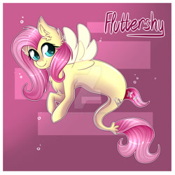 Size: 1024x1024 | Tagged: safe, artist:colirosablitz, fluttershy, pegasus, pony, seapony (g4), female, looking at you, mare, seaponified, seapony fluttershy, solo, species swap, watermark