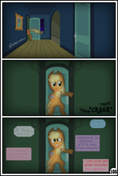 Size: 3254x4837 | Tagged: safe, artist:gutovi, applejack, earth pony, pony, comic:why me!?, absurd resolution, bipedal, comic, dialogue, female, mare, scared