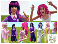 Size: 600x450 | Tagged: safe, artist:raincats16, derpibooru import, fluttershy, pinkie pie, rarity, twilight sparkle, human, 3d, clothes, dress, humanized, skirt, the sims 3, uncanny valley