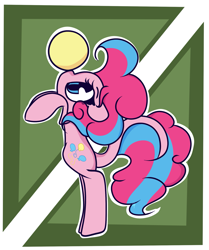 Size: 1709x2040 | Tagged: safe, artist:hedgehog-plant, pinkie pie, earth pony, pony, balancing, ball, dock, female, leonine tail, mare, multicolored mane, multicolored tail, ponies balancing stuff on their nose, solo