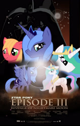 Size: 2337x3701 | Tagged: safe, artist:re-flamed, big macintosh, princess celestia, princess luna, alicorn, earth pony, pony, crossover, darth vader, movie poster, parody, revenge of the sith, star wars