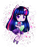 Size: 1024x1344 | Tagged: safe, artist:deizunei, derpibooru import, twilight sparkle, anthro, ambiguous facial structure, book, chibi, equestria girls outfit, solo