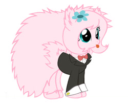 Size: 1024x832 | Tagged: safe, artist:jennystout, oc, oc only, oc:fluffle puff, clothes, cute, simple background, solo, tuxedo, vector, white background