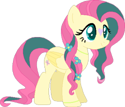 Size: 422x361 | Tagged: safe, artist:westrail642fan, fluttershy, pegasus, pony, alternate timeline, alternate universe, flower, flower in hair, rise and fall, simple background, solo, transparent background