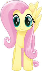 Size: 250x420 | Tagged: safe, fluttershy, pegasus, pony, cute, female, front view, looking at you, mare, movie accurate, shyabetes, simple background, smiling, solo, transparent background, wings