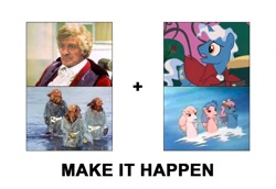 Size: 800x550 | Tagged: safe, doctor whooves, sea pony, all caps, crossover, exploitable meme, make it happen, meme, meta, parody, sea devils, third doctor