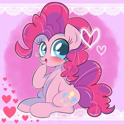 Size: 768x768 | Tagged: safe, artist:nanima, pinkie pie, earth pony, pony, cute, diapinkes, heart, heart eyes, looking at you, solo, wingding eyes