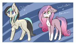 Size: 717x429 | Tagged: safe, artist:pinkdolphin147, coco pommel, octavia melody, pinkie pie, sweetie belle, oc, oc only, earth pony, pony, chest fluff, cocotavia, female, floppy ears, fusion, knife, mare, mouth hold, pinkamena diane pie, sweetiemena, sweetiepie