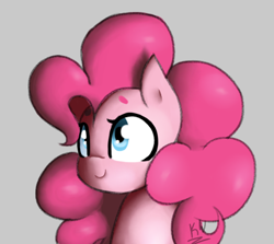 Size: 474x423 | Tagged: safe, artist:kaywhitt, pinkie pie, earth pony, pony, bust, cute, diapinkes, female, gray background, mare, portrait, simple background, solo