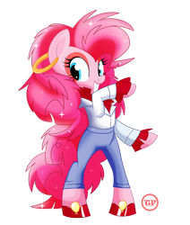 Size: 848x1000 | Tagged: safe, artist:nanook123, pinkie pie, earth pony, pony, bracelet, clothes, ear piercing, earring, female, jem and the holograms, jewelry, looking at you, makeup, mare, piercing, simple background, solo, transparent background