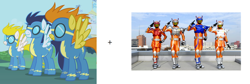 Size: 2150x720 | Tagged: safe, blaze, soarin', surprise, meta, r1, r2, r3, r4, text, tomica hero rescue force, wonderbolts