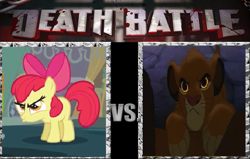 Size: 727x461 | Tagged: safe, apple bloom, adorable face, cute, death battle, meta, simba, the lion king