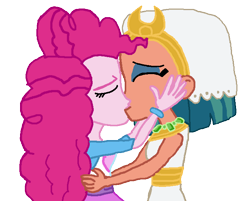 Size: 691x556 | Tagged: safe, artist:bigpurplemuppet99, pinkie pie, somnambula, equestria girls, equestria girls-ified, female, kissing, lesbian, pinkambula, shipping, simple background, transparent background