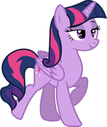 Size: 3460x4116 | Tagged: safe, artist:illumnious, derpibooru import, twilight sparkle, twilight sparkle (alicorn), alicorn, pony, .svg available, alternate hairstyle, bedroom eyes, female, mare, simple background, solo, transparent background, vector