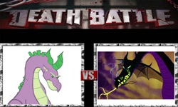 Size: 1080x648 | Tagged: source needed, useless source url, safe, artist:darthwill3, spike, dragon, adult spike, crossover, death battle, maleficent, meme, meta, sleeping beauty, spikezilla