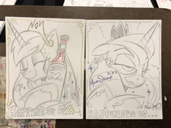 Size: 2048x1536 | Tagged: safe, artist:andypriceart, idw, princess celestia, princess luna, alicorn, pony, alcohol, andy you magnificent bastard, cabernet, crown, drunk, drunk bubbles, eyes closed, female, hoof hold, hoof shoes, jewelry, jug, lineart, mare, moonshine, one eye closed, pencil drawing, regalia, royal sisters, smiling, tongue out, traditional art, wine, wine bottle, xxx