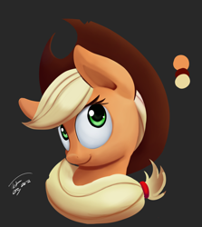 Size: 2672x3000 | Tagged: safe, artist:tg1117, applejack, earth pony, pony, black background, bust, female, mare, portrait, signature, simple background, solo