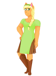 Size: 1280x1707 | Tagged: safe, artist:cornerverse, applejack, equestria girls, boots, clothes, dress, female, gala dress, shoes, simple background, solo, transparent background