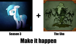 Size: 2098x1417 | Tagged: safe, crystal pony, pony, the crystal empire, spoiler:s03, exploitable meme, image macro, make it happen, meme, meta, sha, warcraft, world of warcraft