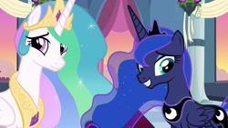 Size: 1920x1080 | Tagged: safe, screencap, princess celestia, princess luna, alicorn, pony, the last problem, royal sisters