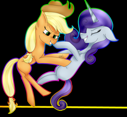 Size: 2507x2309 | Tagged: safe, artist:sweetlovinmlp, applejack, rarity, earth pony, pony, unicorn, cute, duo, eyes closed, female, lesbian, mare, rarijack, shipping, tickle fight, tickling