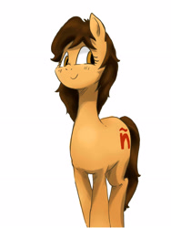 Size: 2448x3264 | Tagged: artist needed, dead source, safe, oc, oc only, oc:maría teresa de los ponyos paguetti, earth pony, pony, simple background, smiling, solo, white background, ya es hora