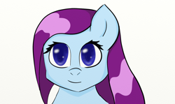 Size: 1440x860 | Tagged: safe, artist:ask-auroramystery, oc, oc only, oc:aurora mystery, pony, bust, looking at you, portrait, simple background, smiling, solo, white background