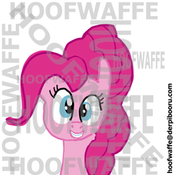 Size: 1600x1600 | Tagged: safe, artist:hoofwaffe, pinkie pie, earth pony, pony, female, mare, pink coat, solo, watermark