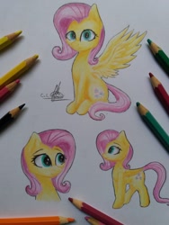 Size: 1024x1365 | Tagged: safe, artist:ironbeastz, fluttershy, pegasus, pony, pencil, solo, traditional art