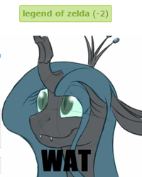 Size: 250x312 | Tagged: safe, derpibooru import, queen chrysalis, changeling, changeling queen, derpibooru, exploitable meme, meta, tags, the legend of zelda, wat