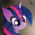 Size: 2000x2000 | Tagged: artist needed, safe, derpibooru import, twilight sparkle, twilight sparkle (alicorn), alicorn, pony, bust, female, frown, gradient background, looking down, mare, portrait, shadow, signature, solo