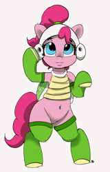 Size: 520x810 | Tagged: safe, artist:pabbley, color edit, edit, pinkie pie, earth pony, pony, alternate hairstyle, bipedal, clothes, colored, cosplay, costume, cute, diapinkes, female, hammer bro, mare, ponytail, socks, super mario bros.