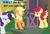 Size: 800x551 | Tagged: safe, edit, edited screencap, screencap, applejack, rarity, strawberry sunrise, earth pony, pony, unicorn, honest apple, censored dialogue, censored vulgarity, cropped, grawlixes, reaction image, shocked, strawberry savage, text