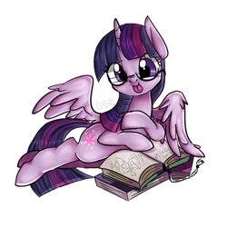 Size: 1024x1024 | Tagged: safe, artist:kkuyo, derpibooru import, twilight sparkle, twilight sparkle (alicorn), alicorn, pony, :p, adorkable, book, cute, dork, female, fluffy, glasses, looking at you, mare, prone, simple background, smiling, solo, spread wings, tongue out, transparent background, twiabetes