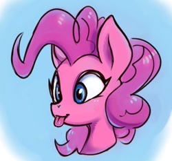 Size: 497x464 | Tagged: safe, artist:sorcerushorserus, pinkie pie, earth pony, pony, :p, cute, female, mare, ponk, silly, silly pony, simple background, solo, tongue out