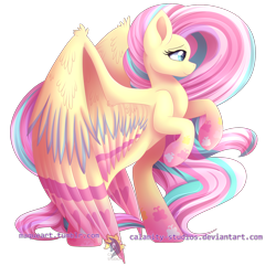 Size: 1500x1448 | Tagged: safe, artist:calamity-studios, part of a set, fluttershy, pegasus, pony, female, mare, rainbow power, rearing, simple background, smiling, solo, transparent background