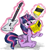 Size: 1244x1365 | Tagged: safe, artist:flutterthrash, derpibooru import, twilight sparkle, twilight sparkle (alicorn), alicorn, pony, book, female, for dummies, guitar, guitar hero, magic, mare, rhythm game, solo, you're doing it wrong