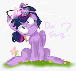 Size: 923x865 | Tagged: safe, artist:tat3xd, derpibooru import, sci-twi, twilight sparkle, pony, equestria girls, confused, da fuq, equestria girls ponified, glasses, pencil, ponified, ponified humanized pony, scitwilicorn, sitting, solo