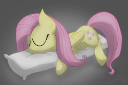 Size: 1920x1280 | Tagged: safe, artist:soctavia, fluttershy, pegasus, pony, body pillow, cute, dawwww, eyes closed, female, lying down, mare, shyabetes, simple background, sleeping, solo