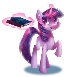 Size: 1506x1714 | Tagged: safe, artist:siffou, derpibooru import, twilight sparkle, unicorn twilight, pony, unicorn, adorkable, book, cute, dork, female, looking at you, magic, mare, open mouth, raised hoof, simple background, smiling, solo, telekinesis, transparent background