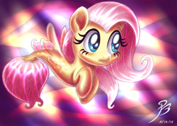 Size: 2473x1758 | Tagged: safe, artist:angelbeedrawings, fluttershy, seapony (g4), seaponified, seapony fluttershy, solo, species swap