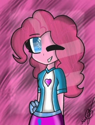 Size: 830x1087 | Tagged: safe, artist:rdplays, pinkie pie, equestria girls, clothes, one eye closed, solo, wink